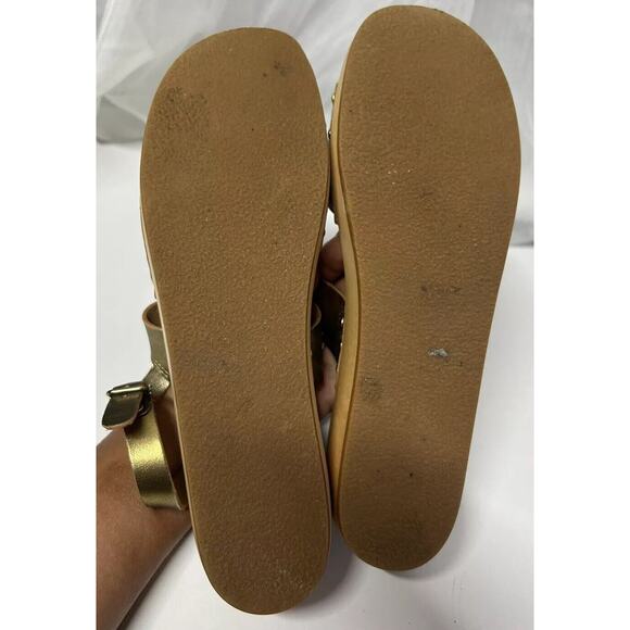 Swedish Hasbeens Rivet Sandal Wedges Leather On Trend Gold EU 39 US Size 8.5 - Picture 10 of 10